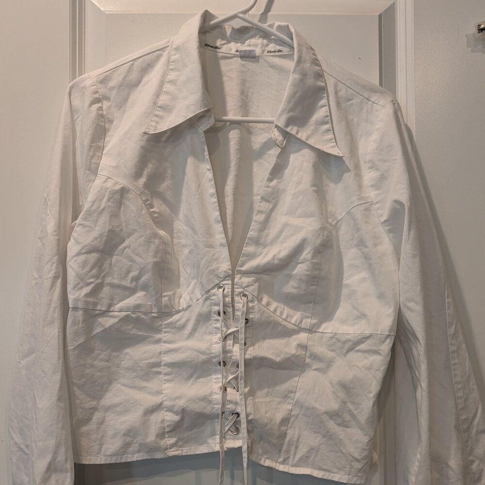 Kimchi Blue Cleo Lace Up Blouse from Urban Outfitters